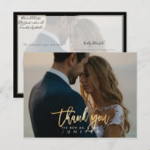 Weddenfoto's Hartelijk dank Faux Gold Aankondigingskaart (Voorkant / Achterkant)