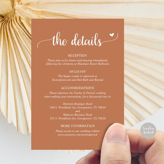 Weddengegevens, Rustic Script Enclosure Card Informatiekaartje