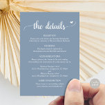 Weddengegevens, Rustic Script Enclosure Card Informatiekaartje<br><div class="desc">Bruiloft Details Behuizing Kaart,  in stoffig blauw thema,  waar u uw bruiloft receptie,  accommodatie opties,  uw bruiloft website en anderen kunt opnemen.</div>