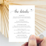 Weddengegevens, Rustic Script Enclosure Card Informatiekaartje<br><div class="desc">Bruiloft Details Behuizing Kaart,  in donkergrijs thema,  waar u uw bruiloft receptie,  accommodatie opties,  uw bruiloft website en anderen kunt opnemen.</div>