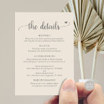 Weddengegevens, Rustic Script Enclosure Card Informatiekaartje<br><div class="desc">Bruiloft Details Behuizing Kaart,  in donkergrijs crème thema,  waar u uw bruiloft receptie,  accommodatie opties,  uw bruiloft website en anderen kunt opnemen.</div>