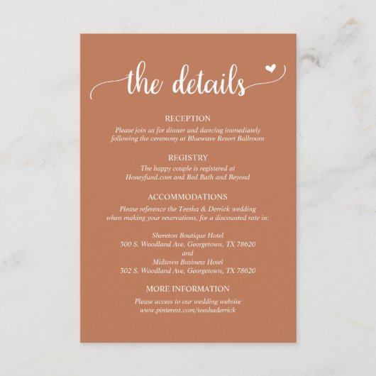 Weddengegevens, Rustic Script Enclosure Card Informatiekaartje (Voorkant)