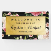 Weddengeviering Black Gold  Floral Spandoek (Horizontaal)