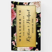 Weddengeviering Black Gold  Floral Spandoek (Verticaal)