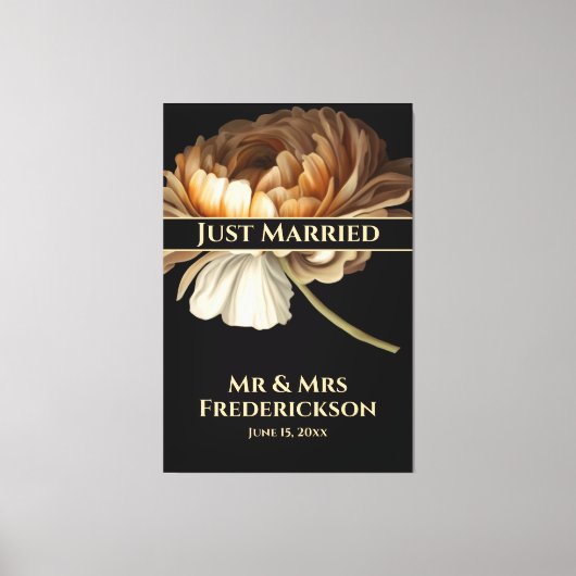 Weddengeviering gefinteerde bloem gewoon gehuwd canvas afdruk (Voorkant)