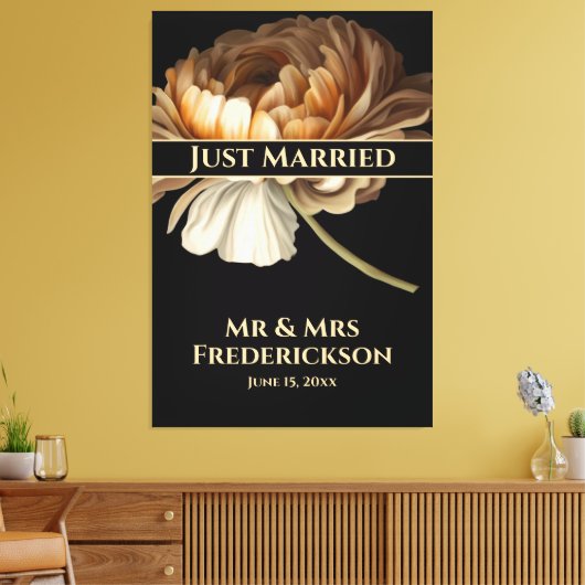 Weddengeviering gefinteerde bloem gewoon gehuwd canvas afdruk (Insitu (Woonkamer))