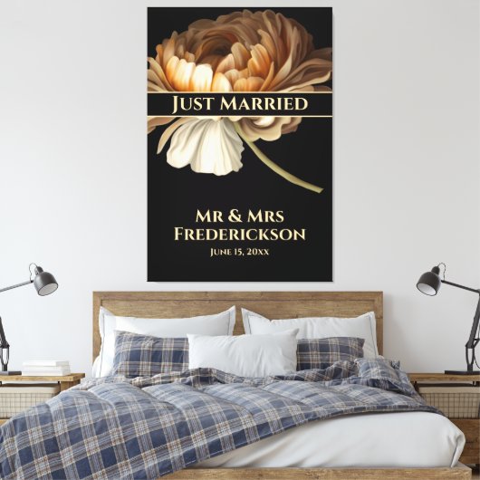 Weddengeviering gefinteerde bloem gewoon gehuwd canvas afdruk (Insitu (Slaapkamer))