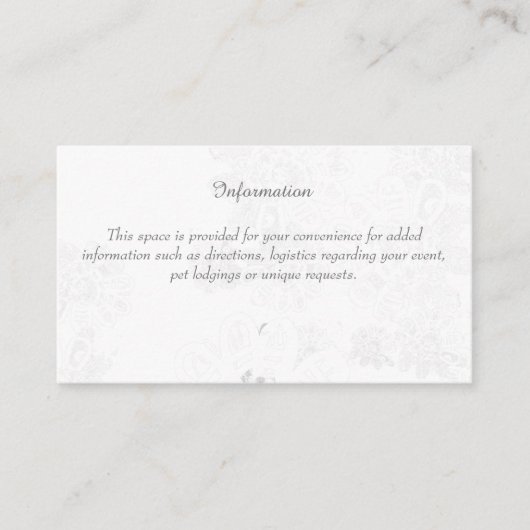 Weddeninformatie-behuizing (w/White Floral) Informatiekaartje (Voorkant)