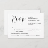 Weddenkalligrafie, eenvoudig zwart script, RSVP Informatiekaartje (Voorkant / Achterkant)