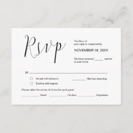 Weddenkalligrafie, eenvoudig zwart script, RSVP Informatiekaartje