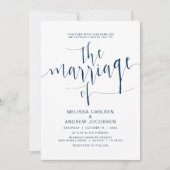 Weddenkalligrafie, Eenvoudige marineblauw, huwelij Kaart (Voorkant)