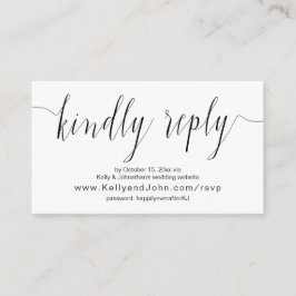 Weddenkalligrafie, zwart, online diner RSVP Informatiekaartje