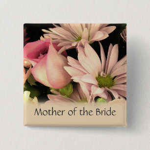 Weddenknop voor moeder van de bride vierkante button 5,1 cm