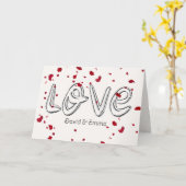 Weddenliefdestekst met afgevlachte Rozen Kaart (Gele Bloem)