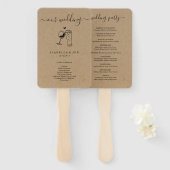 Weddenmassa/ceremoniesprogramma voor wijn en bier handwaaier (Voorkant en achterkant)