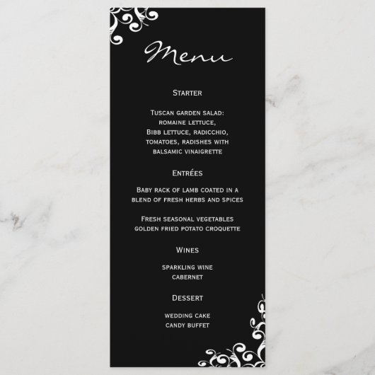 Weddenmenu Damask Menu (Voorkant)