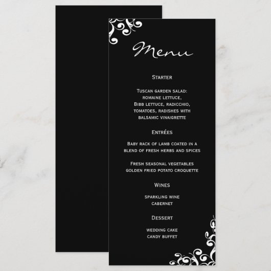 Weddenmenu Damask Menu (Voorkant / Achterkant)