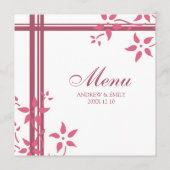 Weddenmenu Honeysuckle Pink Flowers Menu (Achterkant)