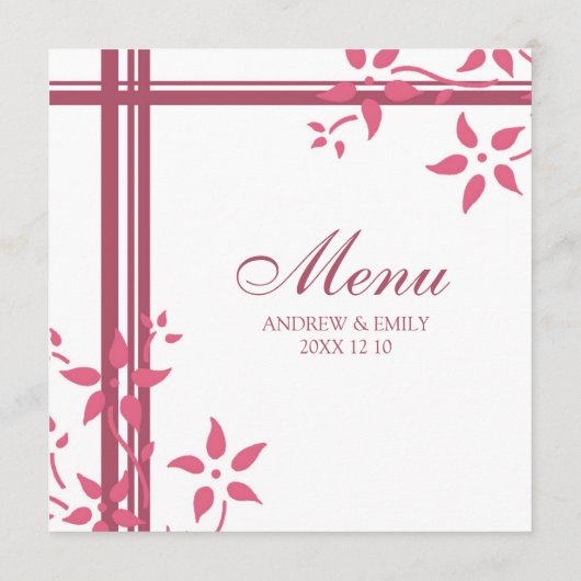 Weddenmenu Honeysuckle Pink Flowers Menu (Achterkant)