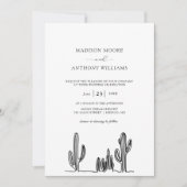 Weddenminimalistisch Cactus Line Art-woestijn Kaart (Voorkant)