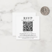 Weddenminimalistisch Eenvoudig vierkant QR RSVP-be Notitiekaartje (Voorkant / Achterkant in situ)