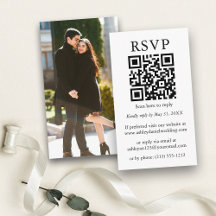 Weddenminimalistisch Eenvoudige foto QR RSVP