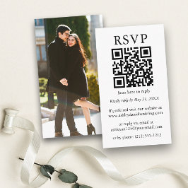Weddenminimalistisch Eenvoudige foto QR RSVP Informatiekaartje