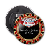 Weddenpaar Las Vegas Style - Rood Button Flesopener (Voorkant)