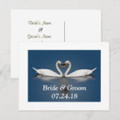 Weddenpaar swans sparen de Dates Card Aankondigingskaart (Voorkant / Achterkant)