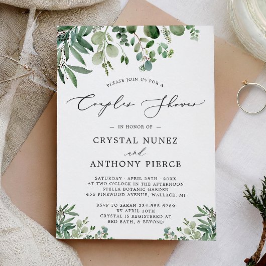 Weddenparen schokdemper Greenery Eucalyptus Leaves Kaart