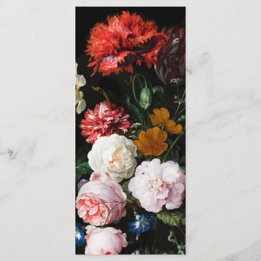 Weddenprogramma Black Red Dark Floral Programmakaart (Achterkant)