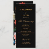 Weddenprogramma Black Red Dark Floral Programmakaart (Voorkant / Achterkant)