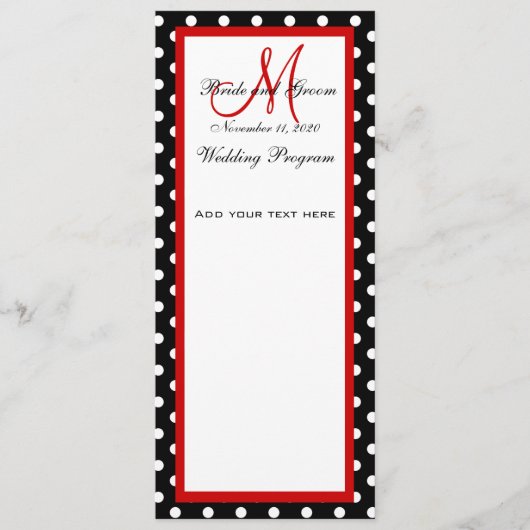 Weddenprogramma Black White Polka Dots Programmakaart (Voorkant)