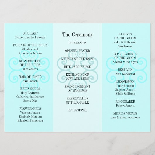 Weddenprogramma Brochure Blue Curl Programmakaart (Achterkant)