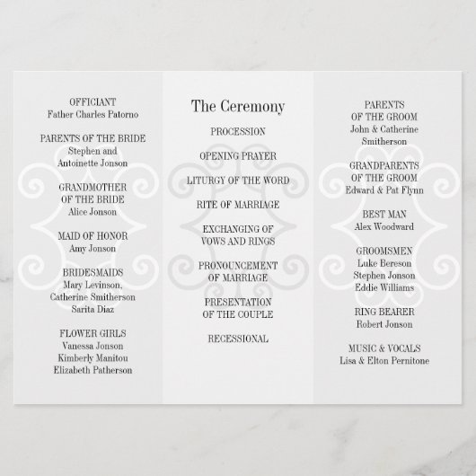 Weddenprogramma Brochure Gray Curl Programmakaart (Achterkant)