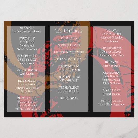 Weddenprogramma Brochure Red Brown Ring Programmakaart (Achterkant)