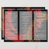 Weddenprogramma Brochure Red Brown Ring Programmakaart (Voorkant / Achterkant)