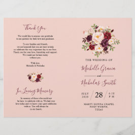 Weddenprogramma Burgundy Blush Waterverf Floral