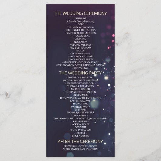 Weddenprogramma Chic Mason Jar Paars String Light Programmakaart (Achterkant)