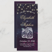 Weddenprogramma Chic Mason Jar Paars String Light Programmakaart (Voorkant / Achterkant)