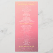 Weddenprogramma Chic Roos Flower Pink Gold Glitter Programmakaart (Achterkant)