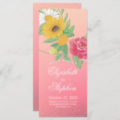 Weddenprogramma Chic Roos Flower Pink Gold Glitter Programmakaart (Voorkant / Achterkant)
