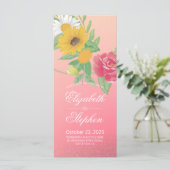 Weddenprogramma Chic Roos Flower Pink Gold Glitter Programmakaart (Staand voorkant)