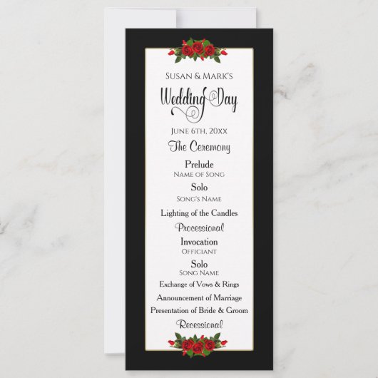 Weddenprogramma, Collectie Red Rose Kaart (Voorkant)