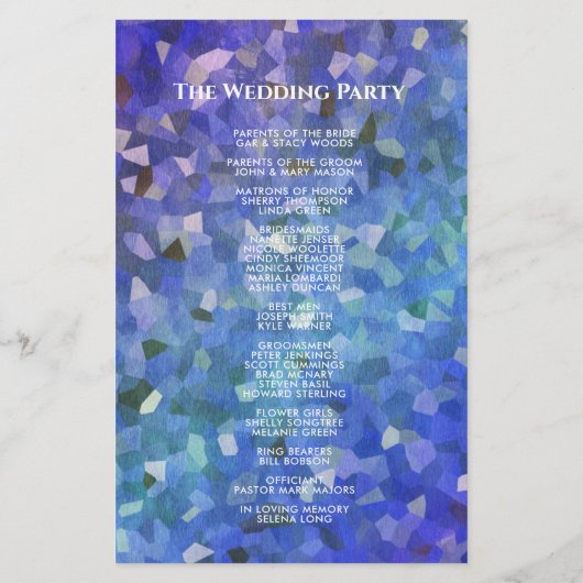 Weddenprogramma | Crystal Blue Lavender (Achterkant)
