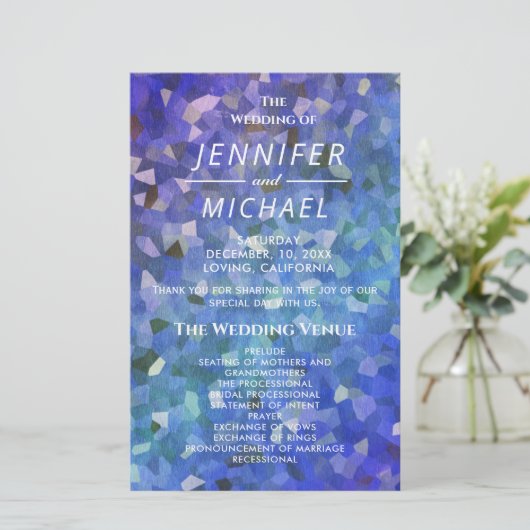 Weddenprogramma | Crystal Blue Lavender (Staand voorkant)