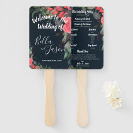 Weddenprogramma Elegant Peach Oranje Floral Handwaaier