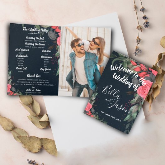 Weddenprogramma Elegant Peach Oranje Floral Programma