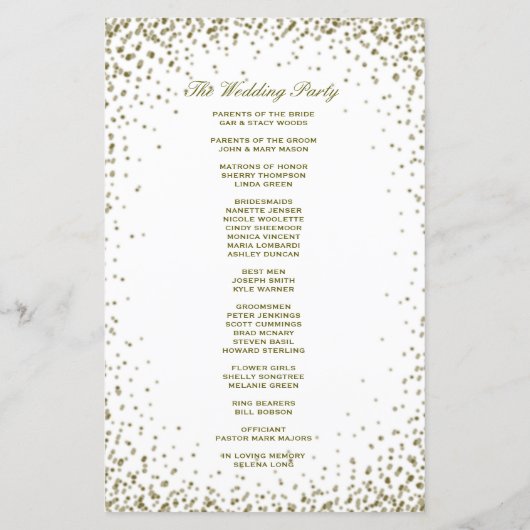 Weddenprogramma | Glitter-Confetti (goudglitter) (Achterkant)
