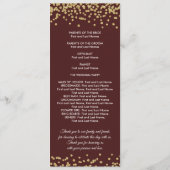 Weddenprogramma Gold Faux Glitter Confetti Marsala Programmakaart (Achterkant)